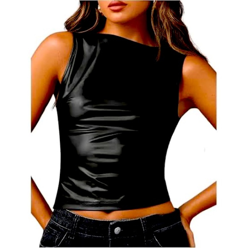 BY EXPRESS BROWN FAUX Leather Sleeveless Body Contour Bodysuit!❤️